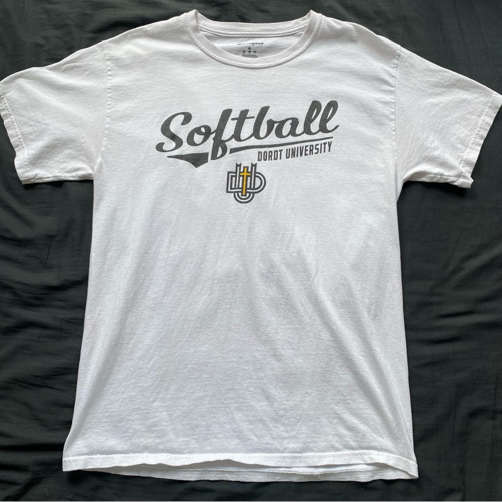 Champion White Softball Graphic Tee